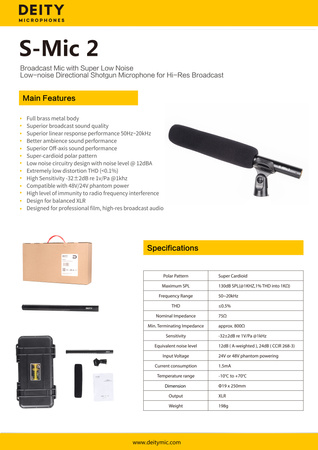 DEITY MICROPHONES S-MIC 2 Shotgun Microphone