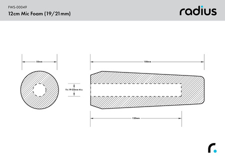 12 cm SHOTGUN MIC FOAM (19 - 22 mm ⌀)