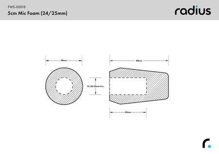 5cm MIC FOAM FOR SENNHEISER MKH50 (24 - 25 mm ⌀)